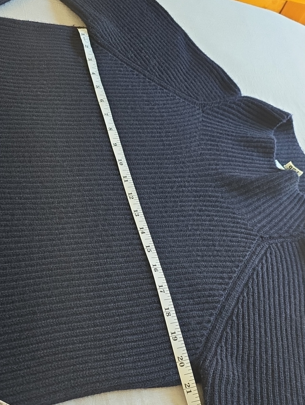 Vince Navy Button Sleeve Wool Cashmere Funnel Neck Sweater Size Large - Picture 4 of 13